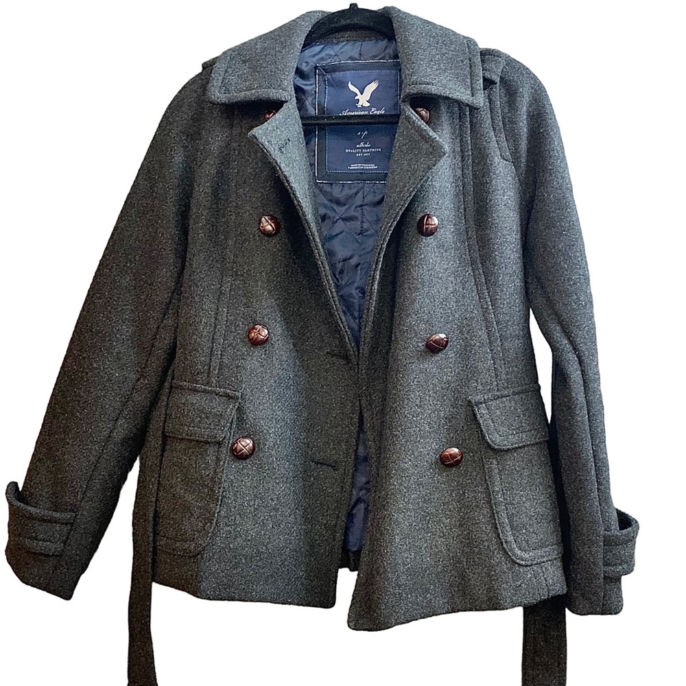 American Eagle Outfitters grey wool blend pea coat